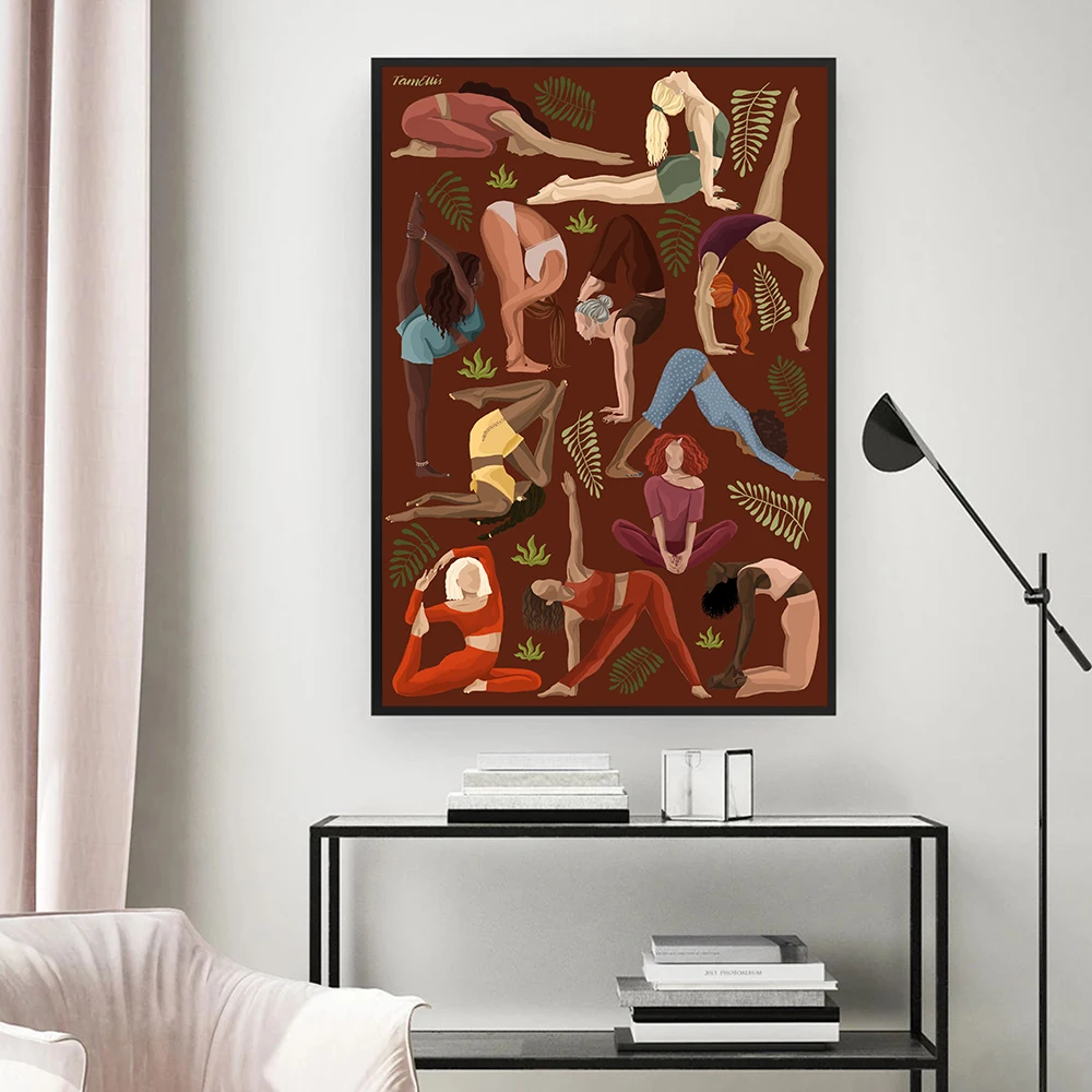Home Gym York - Vintage โยคะย้ายโปสเตอร์ผ้าใบพิมพ์ศิลปะโยคะ Room Wall Decor สาวฟิตเนสของขวัญ