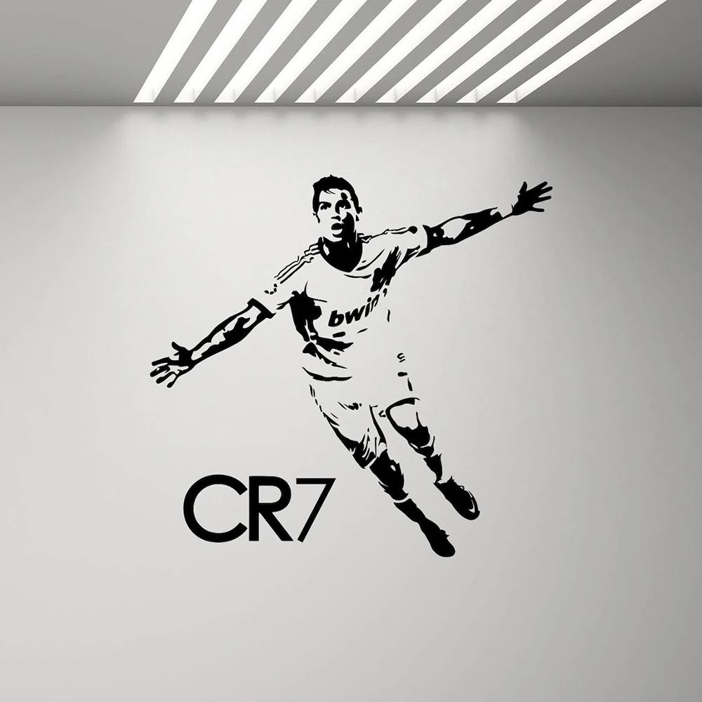 Home Gym Layout - Ronaldo โปสเตอร์รูปลอกผนัง CR7 ป้ายไวนิลสติกเกอร์กีฬาฟุตบอลพัดลมของขวัญสติ๊กเกอร์ติดผนังสําหรับ Home Room