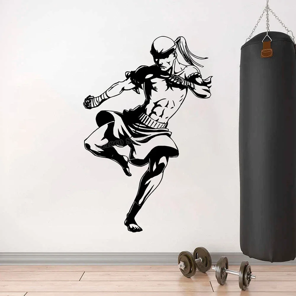 Home Gym Layout - ไวนิล Wall Decal มวยไทยมวยไทยศิลปะการต่อสู้ของประเทศไทยสติ๊กเกอร์ติดผนังสำหรับ Home มวย