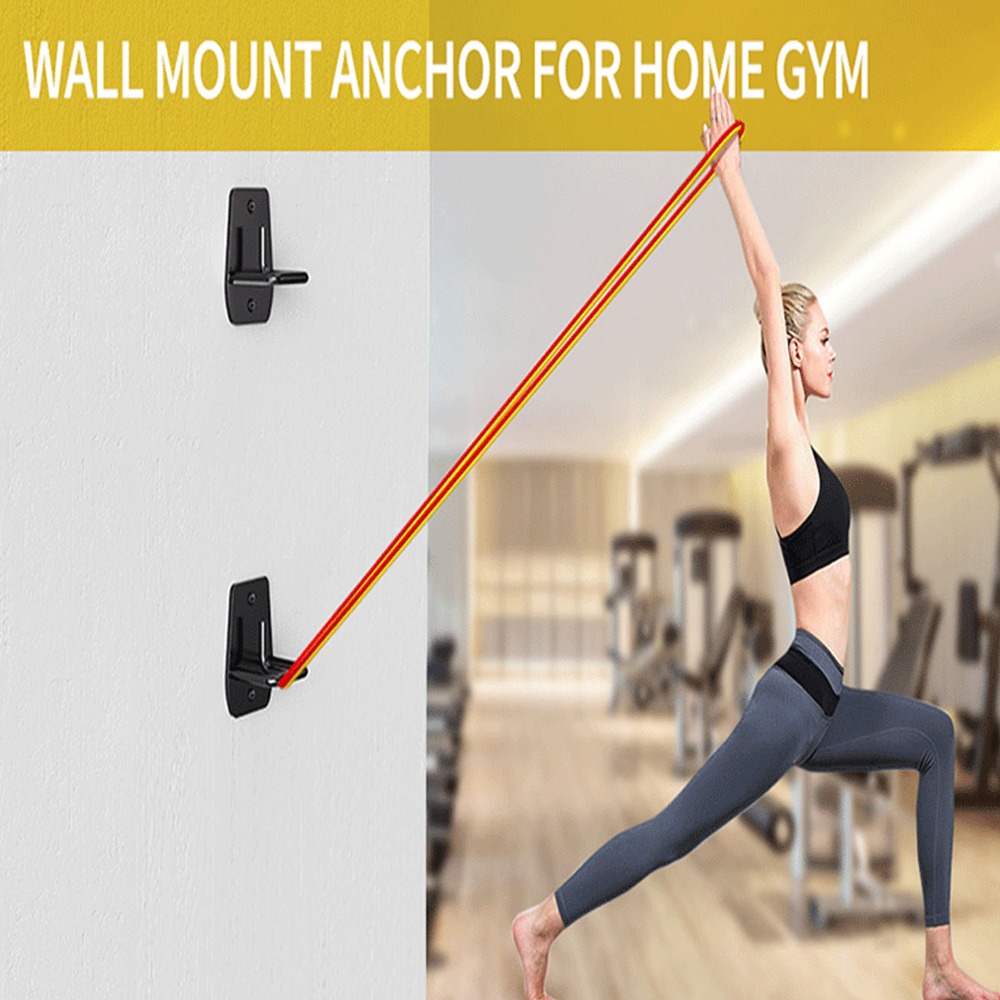 Home Gym Gym Equipment - ชุด 3 ชิ้น ที่ยึดติดผนังสำหรับสายออกกำลังกาย สีดำ ทำจากเหล็กคาร์บอน
