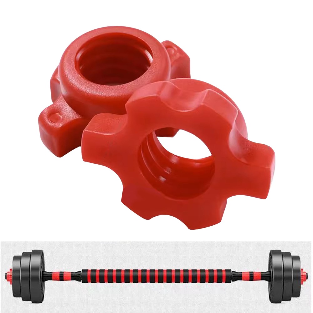 Hex Dumbbell Set - น็อตดัมเบลสีแดง 4 ชิ้น ใช้งานง่าย ป้องกันการลื่น พร้อมระบบล็อคแบบหมุน