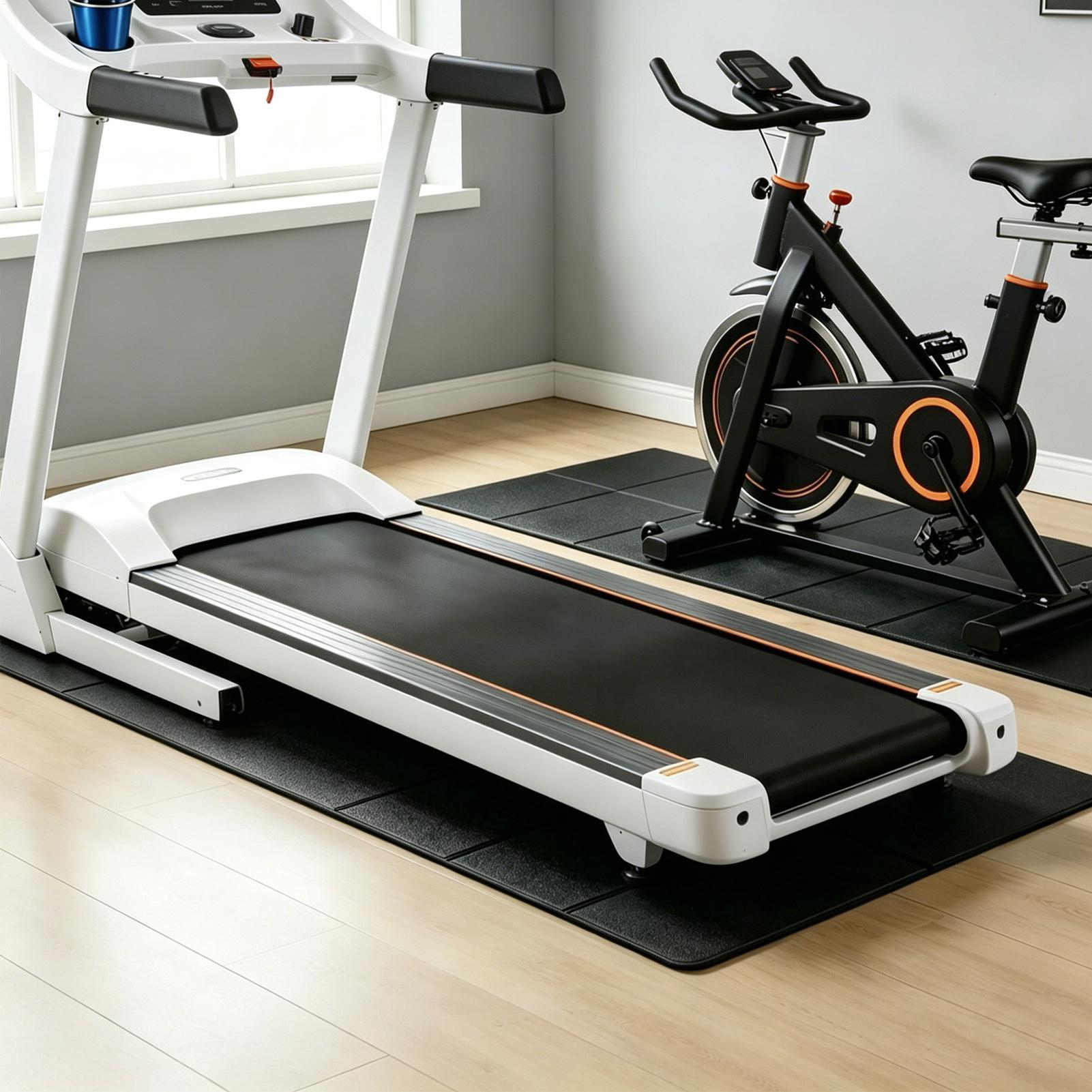Home Gym Gym Equipment - แผ่นรองพื้นลู่วิ่งไฟฟ้ากันลื่น ดูดซับแรงสั่นสะเทือน กันน้ำ แผ่นรองพื้นสำหรับลู่วิ่งไฟฟ้า สำหรับใช้ในบ้าน ยิม