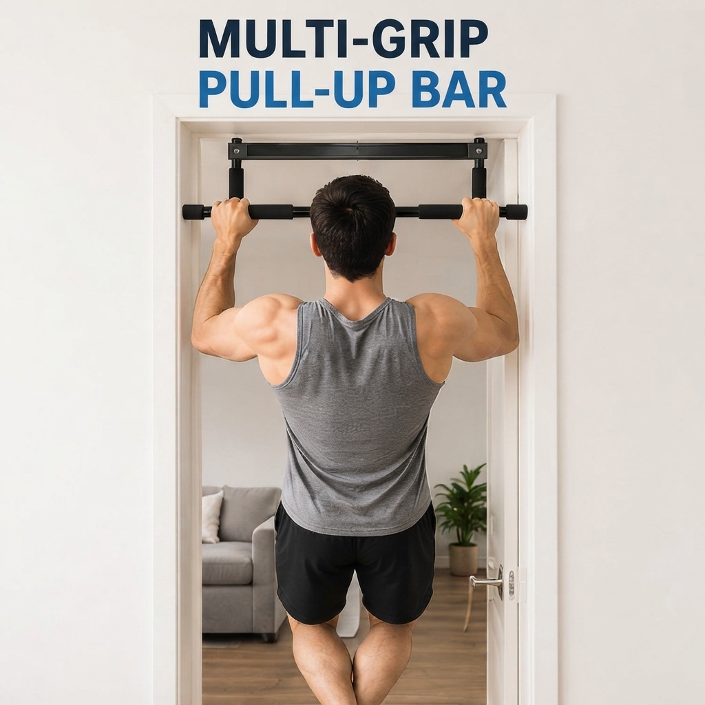 Chin Up Doorframe - บาร์ดึงข้ออเนกประสงค์ติดประตู, บาร์ดึงข้อแบบไม่ต้องใช้สกรู, อุปกรณ์ออกกำลังกายส่วนบนของร่างกายสำหรับยิมในบ้าน, บาร์ดึงข้อติดกรอบประตูสำหรับฝึกความแข็งแรง
