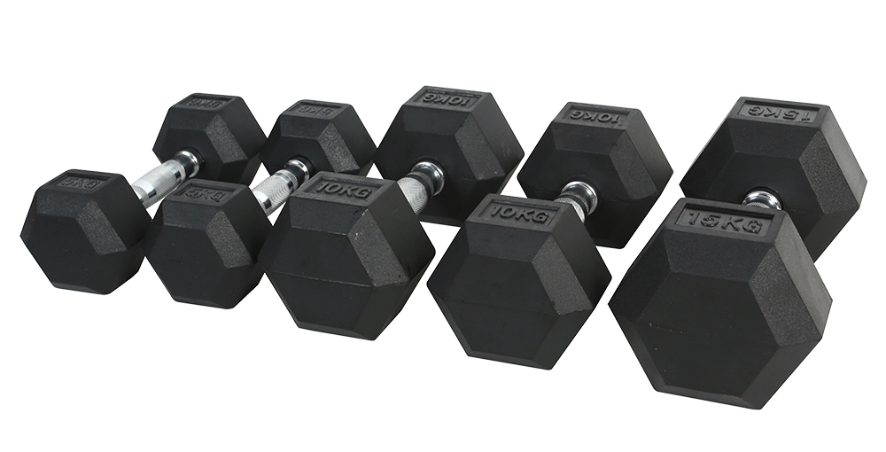 ดัมเบลยางหกเหลี่ยมคุณภาพสูง คว - Hex Dumbbell Set บทวิจารณ์และราคา